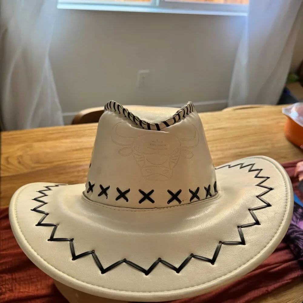White Bull‎ Cowboy Hat Black Stitch | Rodeo | Chicago Fan Style